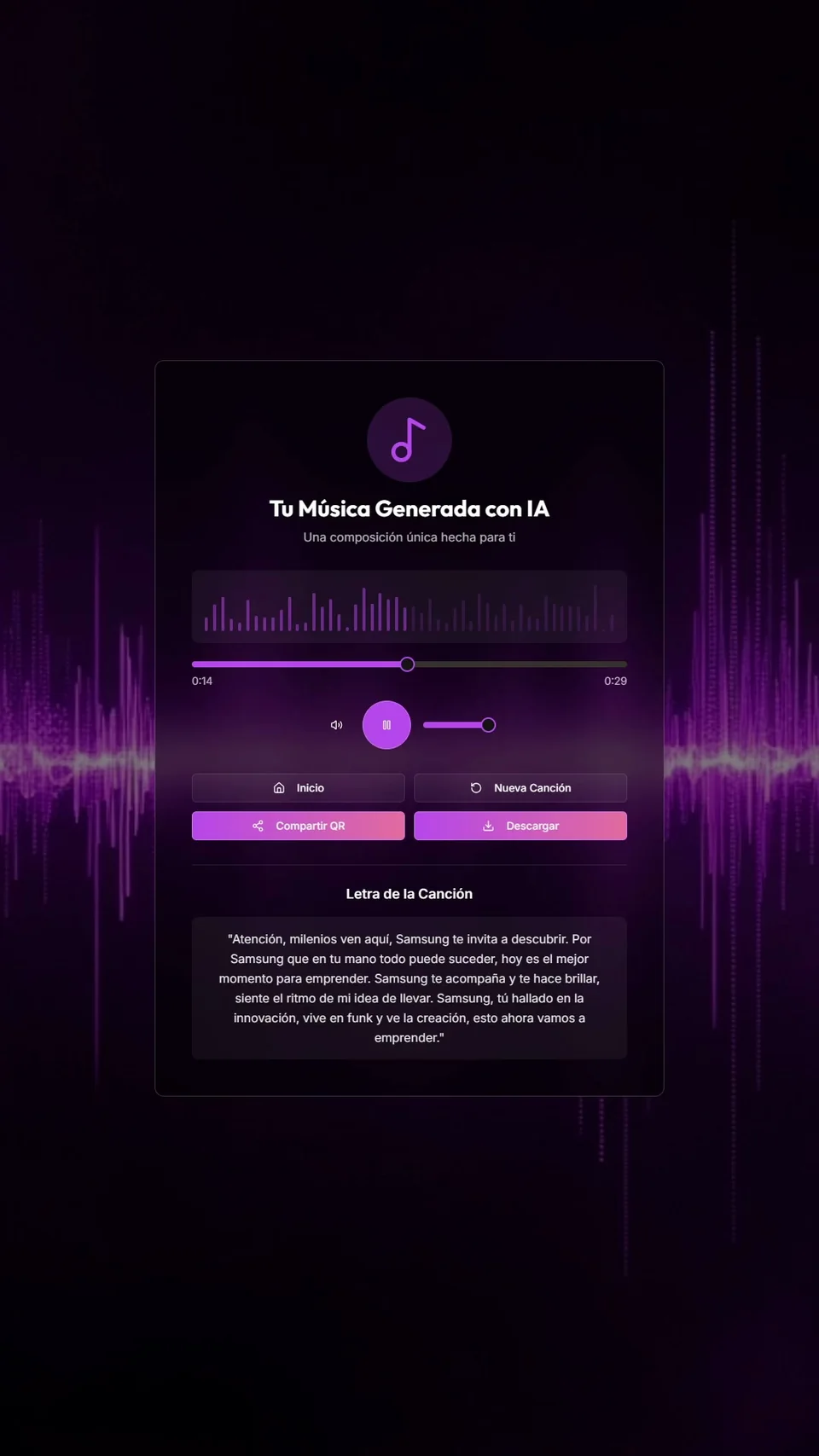 Reproductor de música generada con IA — MazeLab