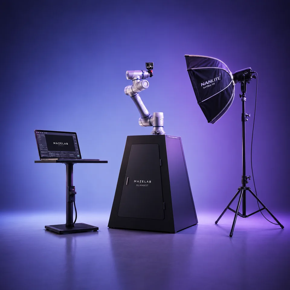 Render de Glambot: equipo y configuración de MazeLab